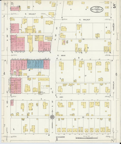 Sanborn Fire Insurance Map from Blytheville, Mississippi County, Arkansas (1913), Sheet #0005 - Complete Map Set gallery image, historic Sanborn map, vintage wall art, Blytheville Mississippi