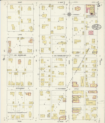Sanborn Fire Insurance Map from Merrill, Lincoln County, Wisconsin (1913), Sheet #0005 - Complete Map Set gallery image, historic Sanborn map, vintage wall art, Wisconsin Wisconsin
