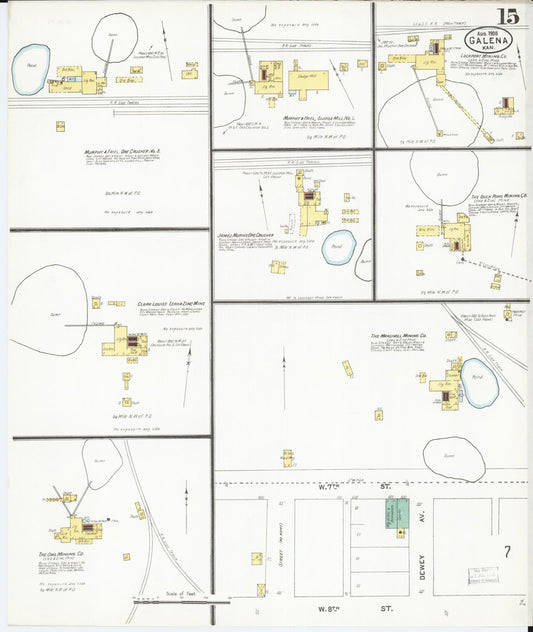Sanborn Fire Insurance Map from Galena, Cherokee County, Kansas (1905), Sheet #0015 - Historic Sanborn Fire Insurance Map Print, vintage old map wall art, antique decor, genealogy gift, Kansas Kansas map