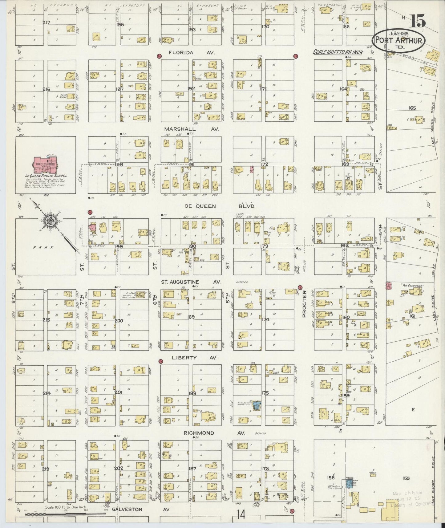 Sanborn Fire Insurance Map from Port Arthur, Jefferson County, Texas (1915), Sheet #0015 - Complete Map Set gallery image, historic Sanborn map, vintage wall art, Texas Texas