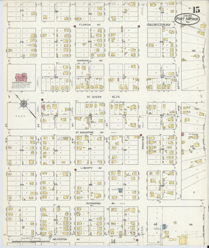 Sanborn Fire Insurance Map from Port Arthur, Jefferson County, Texas (1915), Sheet #0015 - Complete Map Set gallery image, historic Sanborn map, vintage wall art, Texas Texas