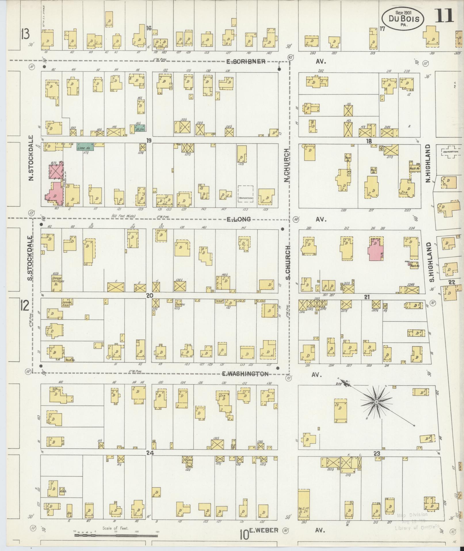 Sanborn Fire Insurance Map from Du Bois, Clearfield County, Pennsylvania (1901), Sheet #0011 - Historic Sanborn Fire Insurance Map Print, vintage old map wall art, antique decor, genealogy gift, Pennsylvania Pennsylvania map