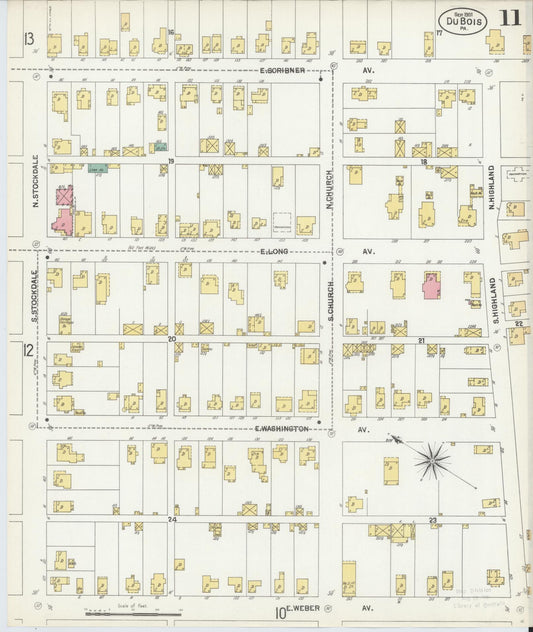 Sanborn Fire Insurance Map from Du Bois, Clearfield County, Pennsylvania (1901), Sheet #0011 - Historic Sanborn Fire Insurance Map Print, vintage old map wall art, antique decor, genealogy gift, Pennsylvania Pennsylvania map