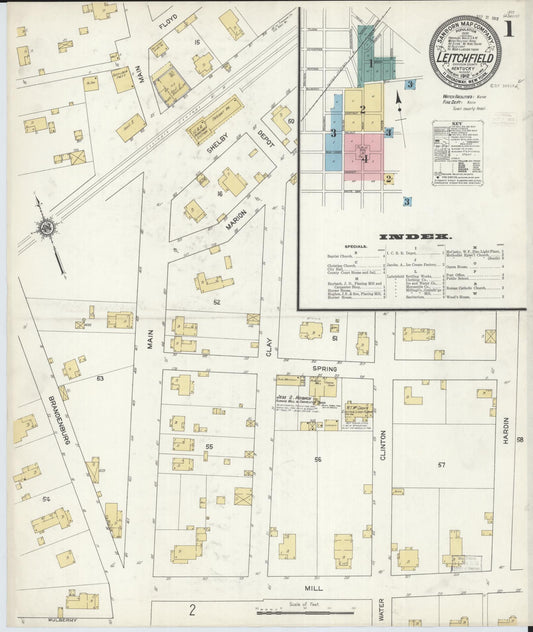 Sanborn Fire Insurance Map from Leitchfield, Grayson County, Kentucky. (1912) – Historic Sanborn Fire Insurance Map Print