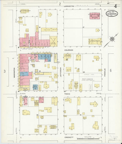 Sanborn Fire Insurance Map from La Grange, Fayette County, Texas (1912), Sheet #0004 - Complete Map Set gallery image, historic Sanborn map, vintage wall art, Texas Texas