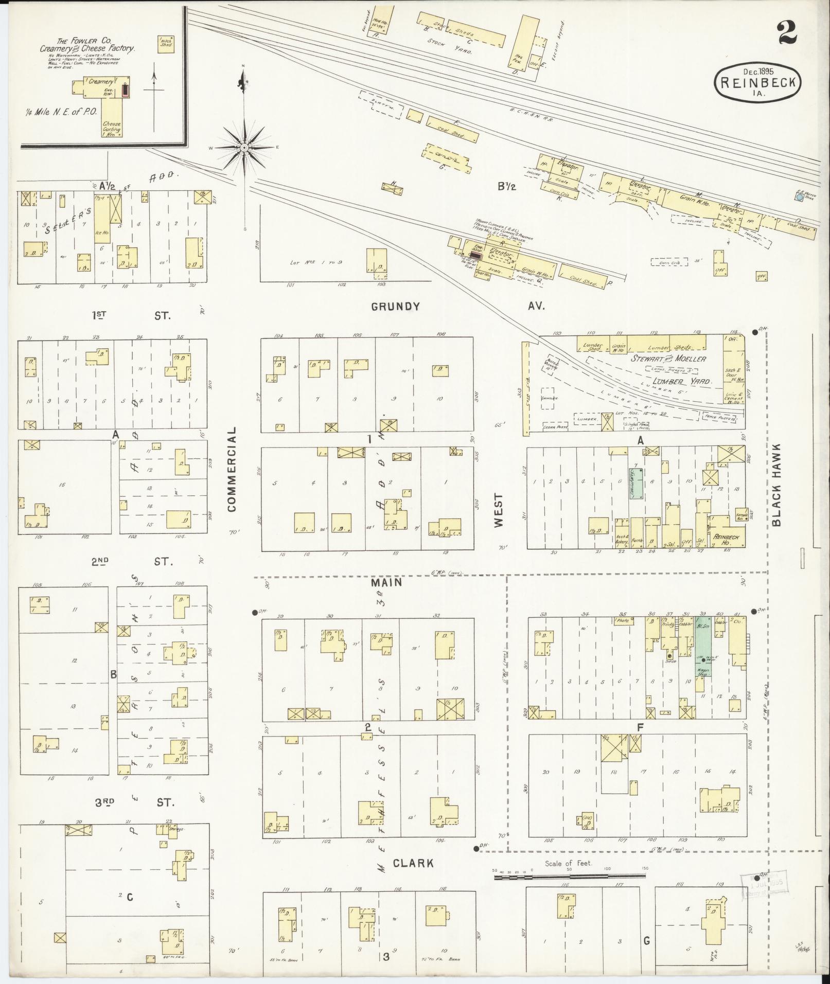 Sanborn Fire Insurance Map from Reinbeck, Grundy County, Iowa (1895), Sheet #0002 - Historic Sanborn Fire Insurance Map Print, vintage old map wall art