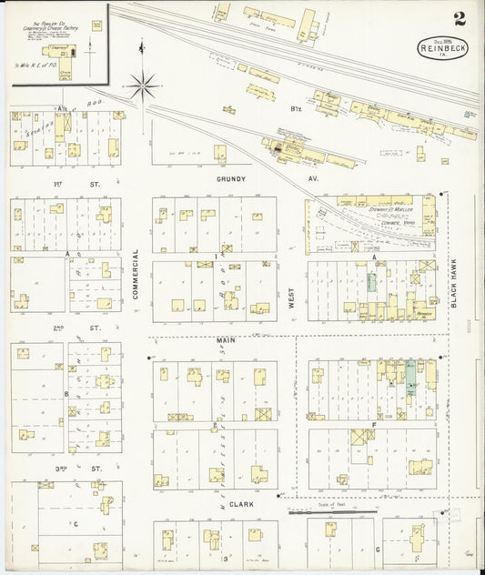 Sanborn Fire Insurance Map from Reinbeck, Grundy County, Iowa (1895), Sheet #0002 - Historic Sanborn Fire Insurance Map Print, vintage old map wall art