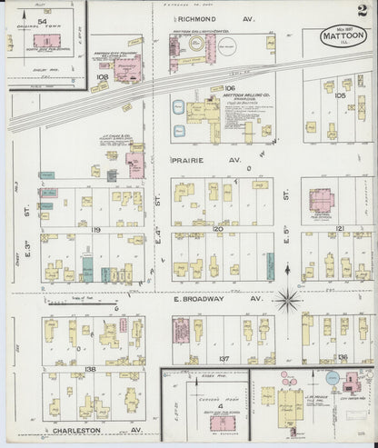 Sanborn Fire Insurance Map from Mattoon, Coles County, Illinois (1887), Sheet #0002 - Historic Sanborn Fire Insurance Map Print, vintage old map wall art, antique decor, genealogy gift, Illinois Illinois map