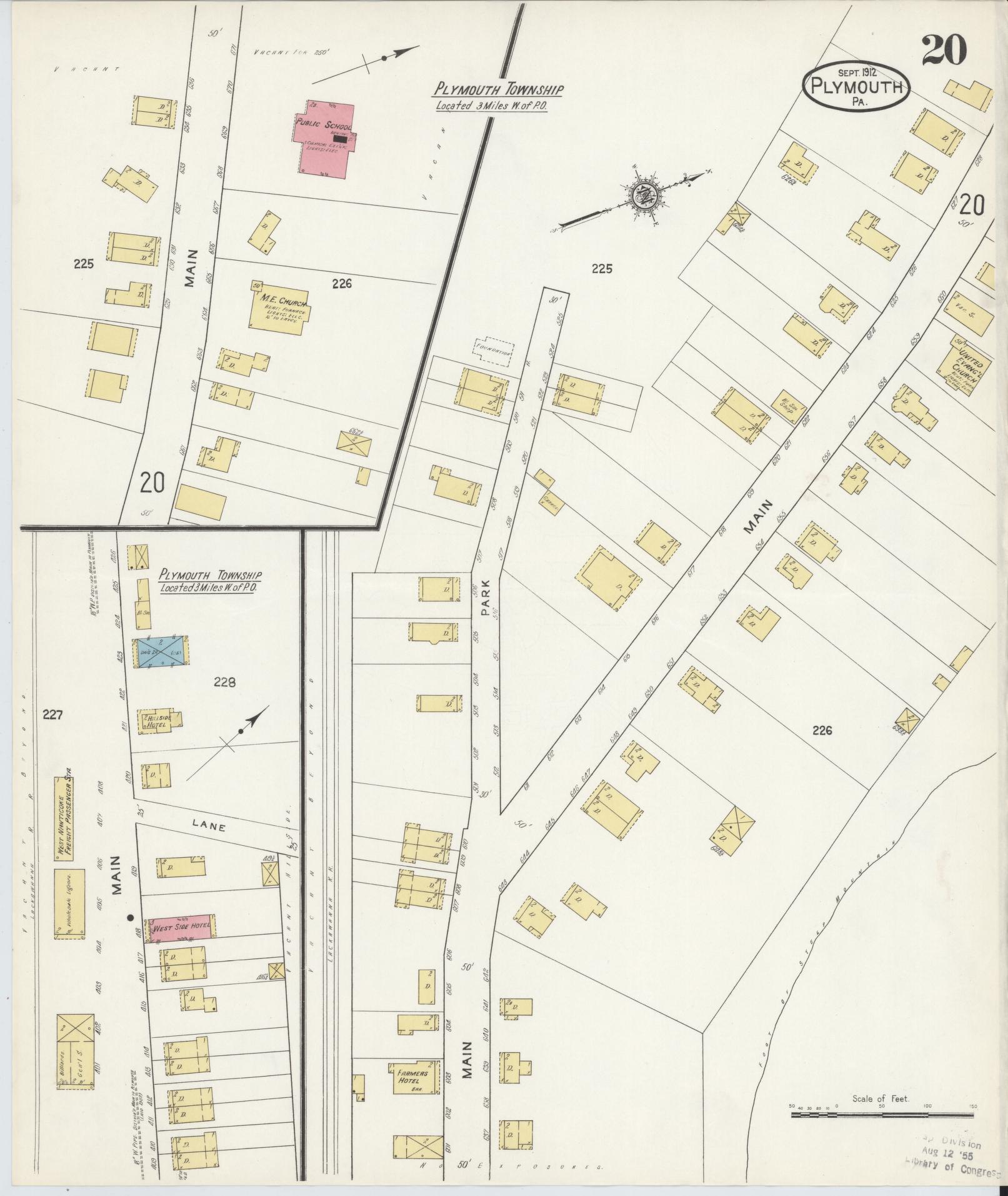 Sanborn Fire Insurance Map from Plymouth, Luzerne County, Pennsylvania (1912), Sheet #0020 - Complete Map Set gallery image, historic Sanborn map, vintage wall art, Pennsylvania Pennsylvania