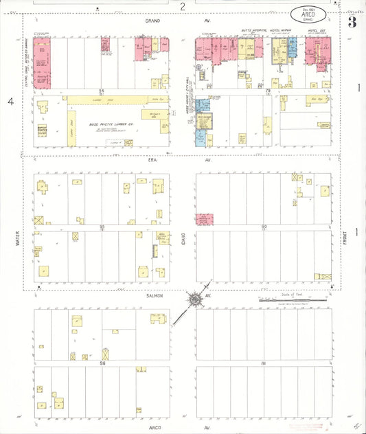 Sanborn Fire Insurance Map from Arco, Butte County, Idaho (1921), Sheet #0003 - Historic Sanborn Fire Insurance Map Print, vintage old map wall art, antique decor, genealogy gift, Idaho Idaho map