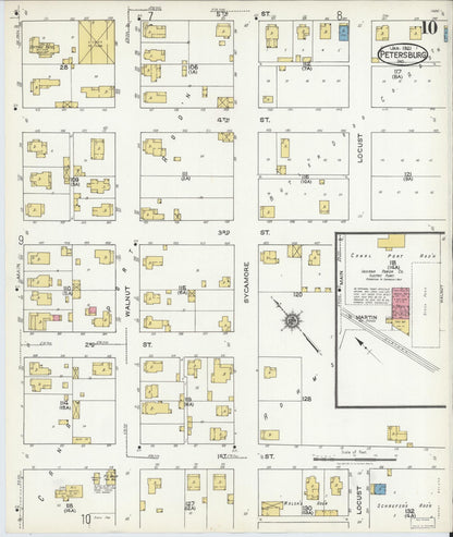 Sanborn Fire Insurance Map from Petersburg, Pike County, Indiana (1921), Sheet #0010 - Historic Sanborn Fire Insurance Map Print, vintage old map wall art, antique decor, genealogy gift, Indiana Indiana map