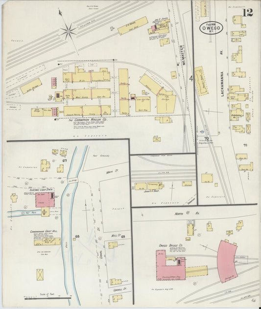 Sanborn Fire Insurance Map from Owego, Tioga County, New York (1898), Sheet #0012 - Historic Sanborn Fire Insurance Map Print, vintage old map wall art, antique decor, genealogy gift, New York New York map