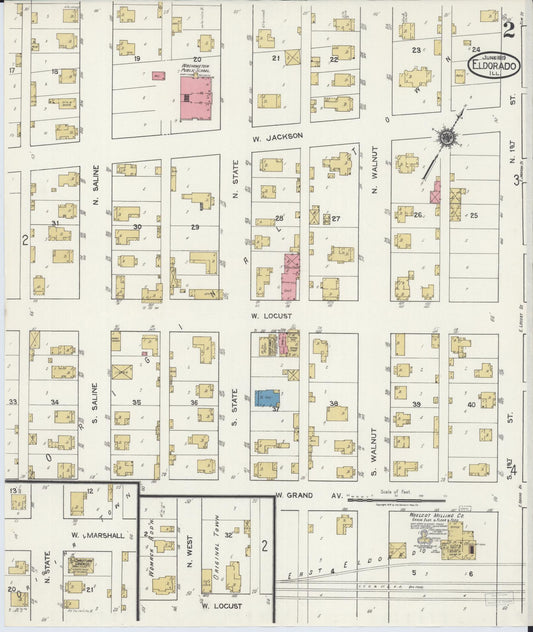 Sanborn Fire Insurance Map from Eldorado, Saline County, Illinois (1919), Sheet #0002 - Historic Sanborn Fire Insurance Map Print, vintage old map wall art, antique decor, genealogy gift, Illinois Illinois map