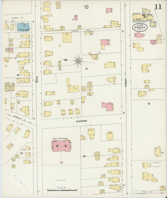 Sanborn Fire Insurance Map from Owego, Tioga County, New York (1898), Sheet #0011 - Historic Sanborn Fire Insurance Map Print, vintage old map wall art, antique decor, genealogy gift, New York New York map