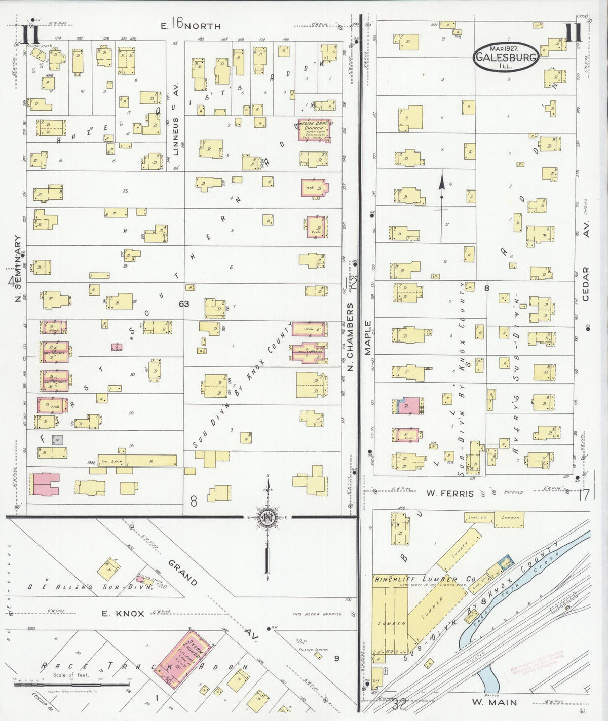 Sanborn Fire Insurance Map from Galesburg, Knox County, Illinois (1927), Sheet #0011 - Complete Map Set gallery image, historic Sanborn map, vintage wall art, Illinois Illinois