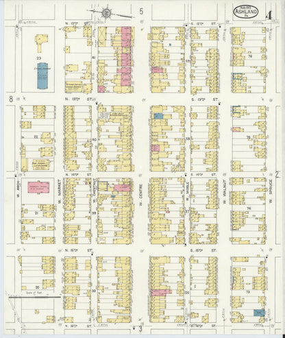 Sanborn Fire Insurance Map from Ashland, Schuylkill County, Pennsylvania (1913), Sheet #0004 - Historic Sanborn Fire Insurance Map Print, vintage old map wall art, antique decor, genealogy gift, Pennsylvania Pennsylvania map