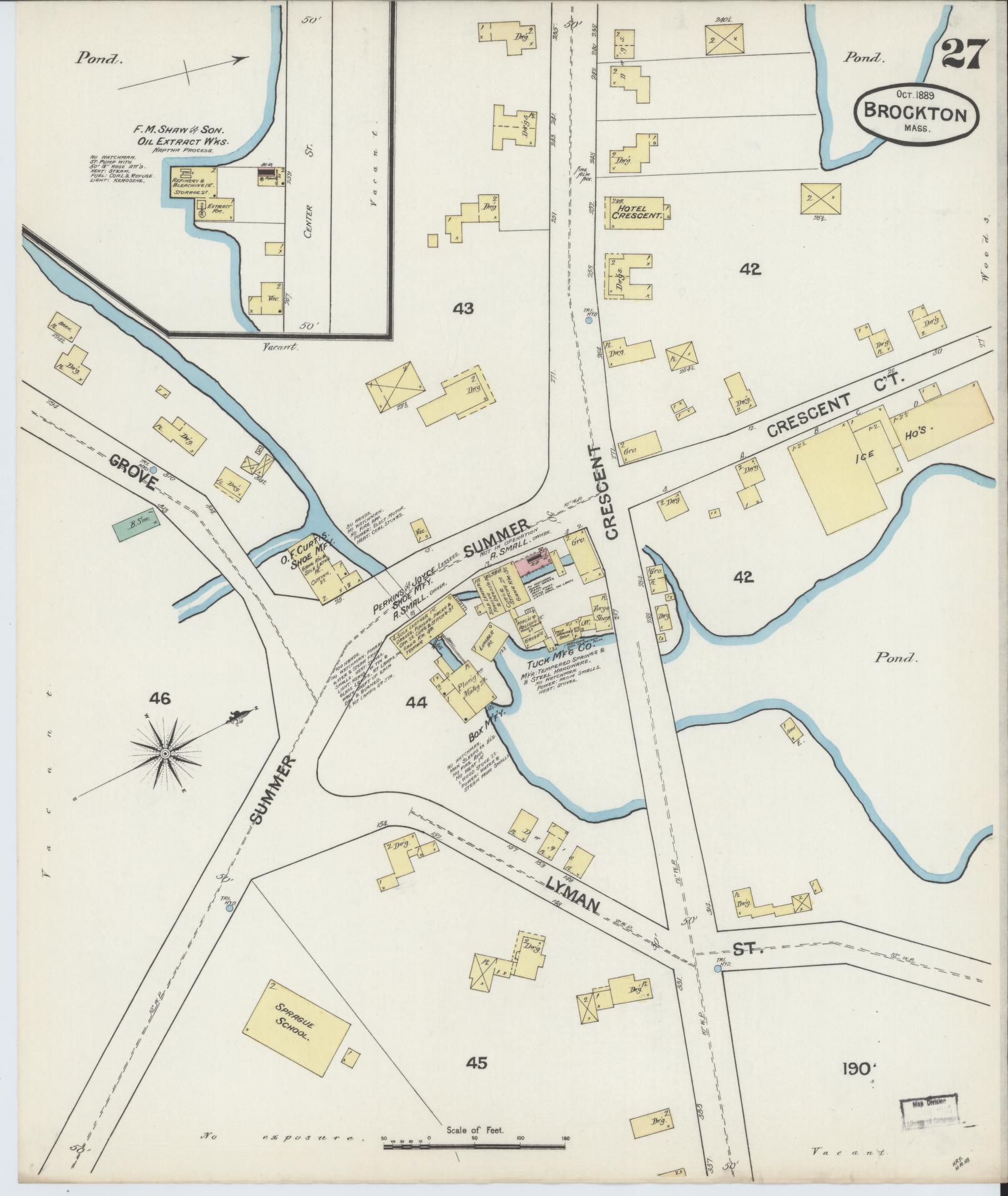 Sanborn Fire Insurance Map from Brockton, Plymouth County, Massachusetts (1889), Sheet #0027 - Complete Map Set gallery image, historic Sanborn map, vintage wall art, Massachusetts Massachusetts