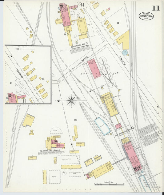 Sanborn Fire Insurance Map from Fostoria, Seneca, Hancock, And Wood Counties, Ohio (1901), Sheet #0011 - Historic Sanborn Fire Insurance Map Print, vintage old map wall art, antique decor, genealogy gift, Ohio Ohio map