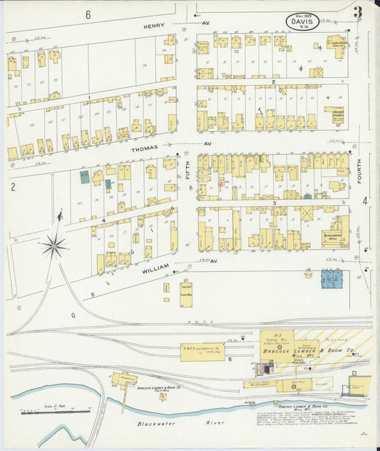 Sanborn Fire Insurance Map from Davis, Tucker County, West Virginia (1909), Sheet #0003 - Historic Sanborn Fire Insurance Map Print, vintage old map wall art, antique decor, genealogy gift, West Virginia West Virginia map
