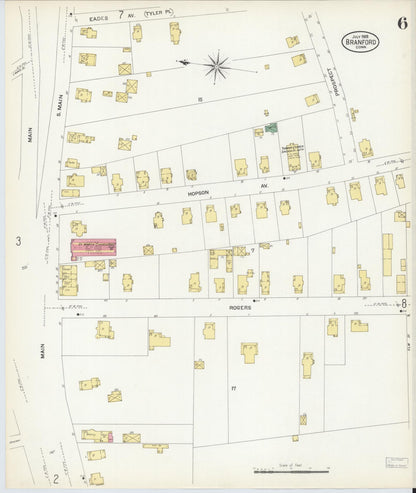 Sanborn Fire Insurance Map from Branford, New Haven County, Connecticut (1908), Sheet #0006 - Complete Map Set gallery image, historic Sanborn map, vintage wall art, Connecticut Connecticut