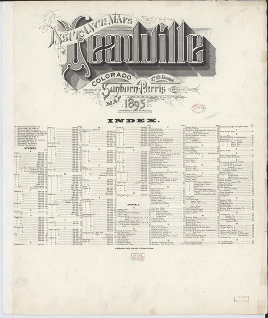 Sanborn Fire Insurance Map from Leadville, Lake County, Colorado. (1895) – Historic Sanborn Fire Insurance Map Print