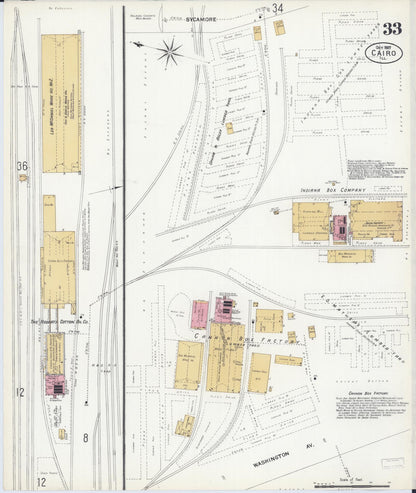 Sanborn Fire Insurance Map from Cairo, Alexander County, Illinois (1907), Sheet #0033 - Historic Sanborn Fire Insurance Map Print, vintage old map wall art, antique decor, genealogy gift, Illinois Illinois map