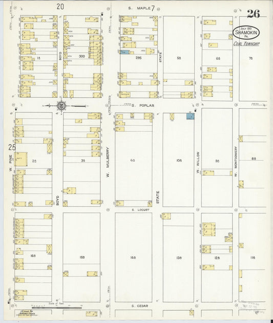 Sanborn Fire Insurance Map from Shamokin, Northumberland County, Pennsylvania (1913), Sheet #0026 - Historic Sanborn Fire Insurance Map Print, vintage old map wall art, antique decor, genealogy gift, Pennsylvania Pennsylvania map