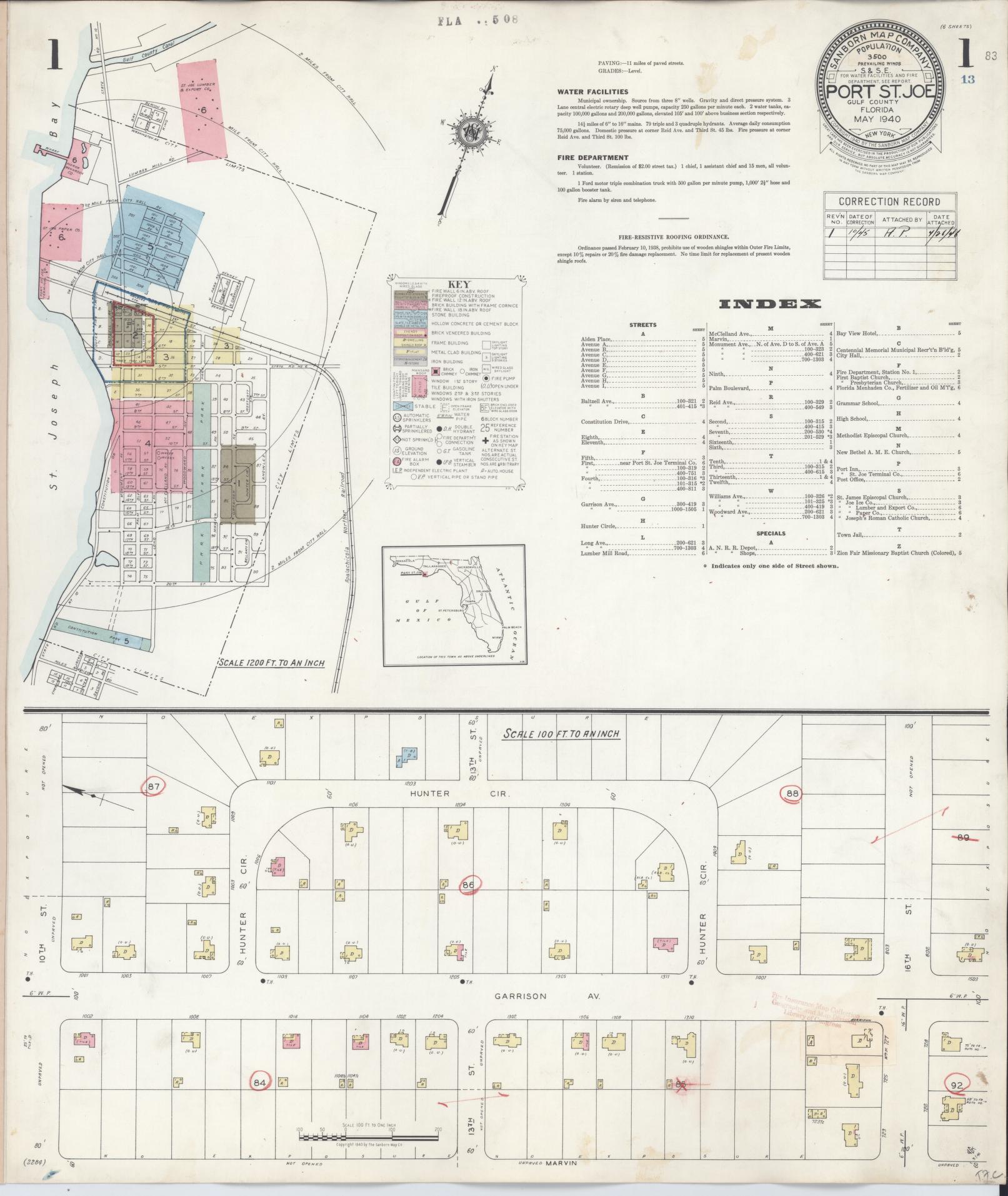 Sanborn Fire Insurance Map from Port Saint Joe, Gulf County, Florida (1945), Sheet #0001 - Complete Map Set gallery image, historic Sanborn map, vintage wall art, Florida Florida