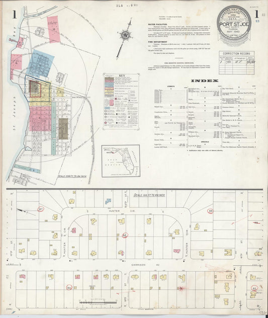 Sanborn Fire Insurance Map from Port Saint Joe, Gulf County, Florida (1945), Sheet #0001 - Complete Map Set gallery image, historic Sanborn map, vintage wall art, Florida Florida