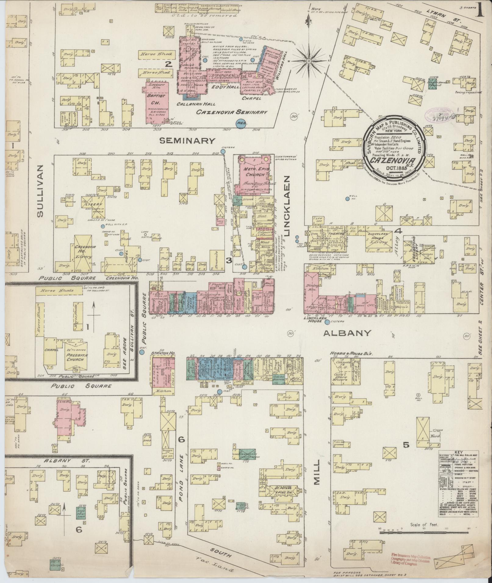 Sanborn Fire Insurance Map from Cazenovia, Madison County, New York. (1885) – Historic Sanborn Fire Insurance Map Print