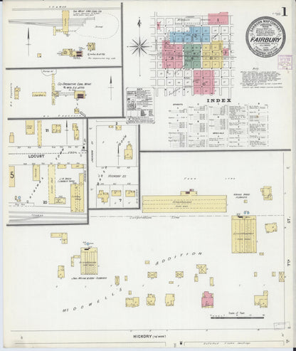 Sanborn Fire Insurance Map from Fairbury, Livingston County, Illinois (1906), Sheet #0001 - Historic Sanborn Fire Insurance Map Print, vintage old map wall art, antique decor, genealogy gift, Illinois Illinois map