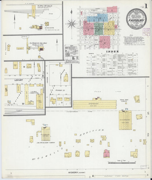 Sanborn Fire Insurance Map from Fairbury, Livingston County, Illinois (1906), Sheet #0001 - Historic Sanborn Fire Insurance Map Print, vintage old map wall art, antique decor, genealogy gift, Illinois Illinois map