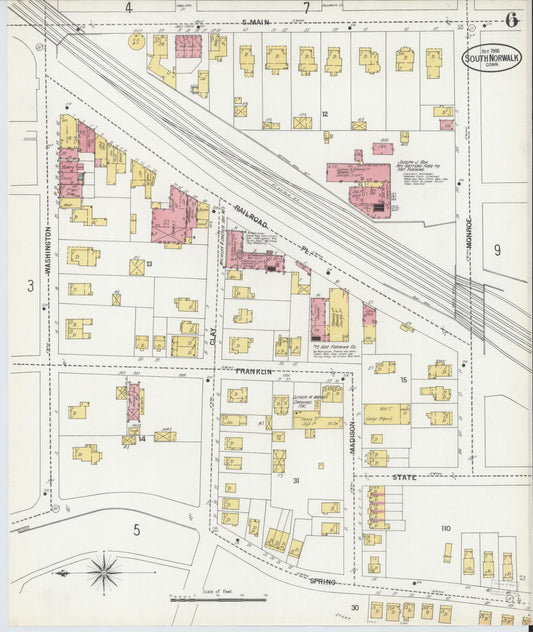 Sanborn Fire Insurance Map from South Norwalk, Fairfield County, Connecticut (1900), Sheet #0006 - Historic Sanborn Fire Insurance Map Print, vintage old map wall art, antique decor, genealogy gift, Connecticut Connecticut map