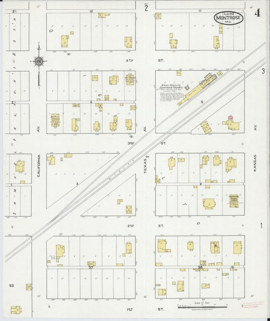 Sanborn Fire Insurance Map from Montrose, Henry County, Missouri (1918), Sheet #0004 - Historic Sanborn Fire Insurance Map Print, vintage old map wall art, antique decor, genealogy gift, Missouri Missouri map