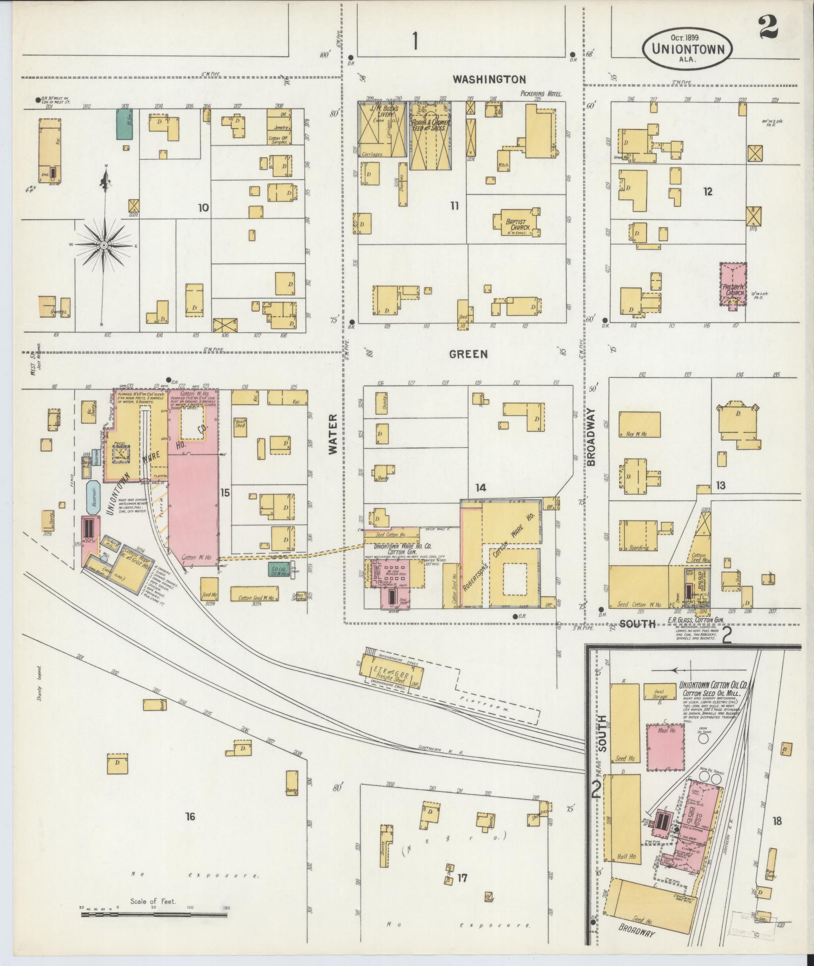 Sanborn Fire Insurance Map from Uniontown, Perry County, Alabama (1899), Sheet #0002 - Historic Sanborn Fire Insurance Map Print, vintage old map wall art, antique decor, genealogy gift, Alabama Alabama map