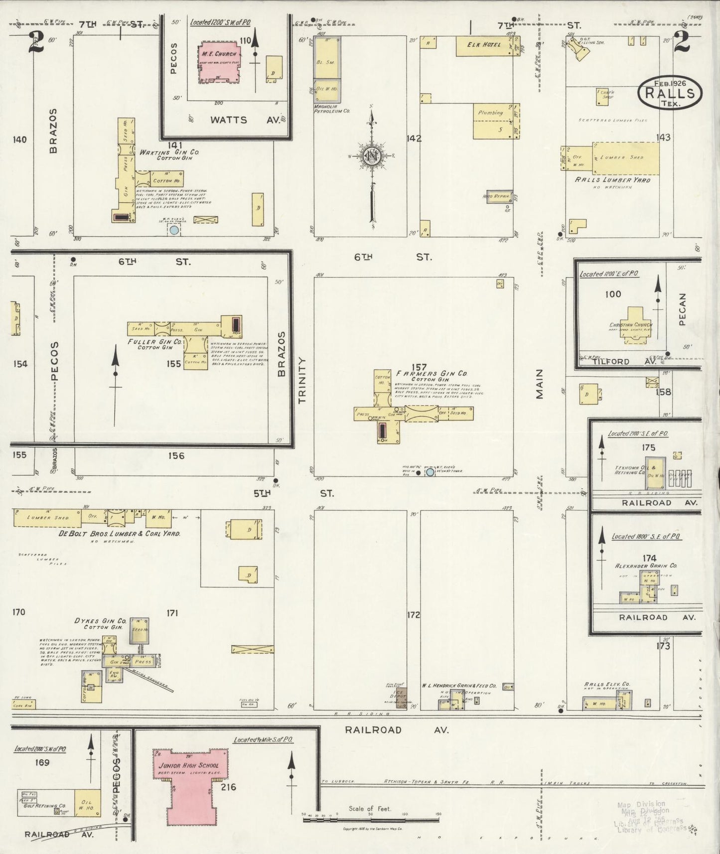 Sanborn Fire Insurance Map from Ralls, Crosby County, Texas (1926), Sheet #0002 - Complete Map Set gallery image, historic Sanborn map, vintage wall art, Texas Texas