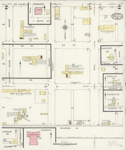Sanborn Fire Insurance Map from Ralls, Crosby County, Texas (1926), Sheet #0002 - Complete Map Set gallery image, historic Sanborn map, vintage wall art, Texas Texas