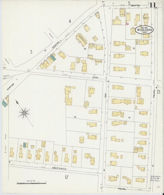 Sanborn Fire Insurance Map from Middleboro, Plymouth County, Massachusetts (1906), Sheet #0011 - Historic Sanborn Fire Insurance Map Print, vintage old map wall art, antique decor, genealogy gift, Massachusetts Massachusetts map