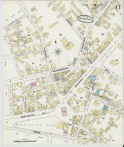 Sanborn Fire Insurance Map from Newport, Newport County, Rhode Island (1891), Sheet #0011 - Complete Map Set gallery image, historic Sanborn map, vintage wall art, Rhode Island Rhode Island