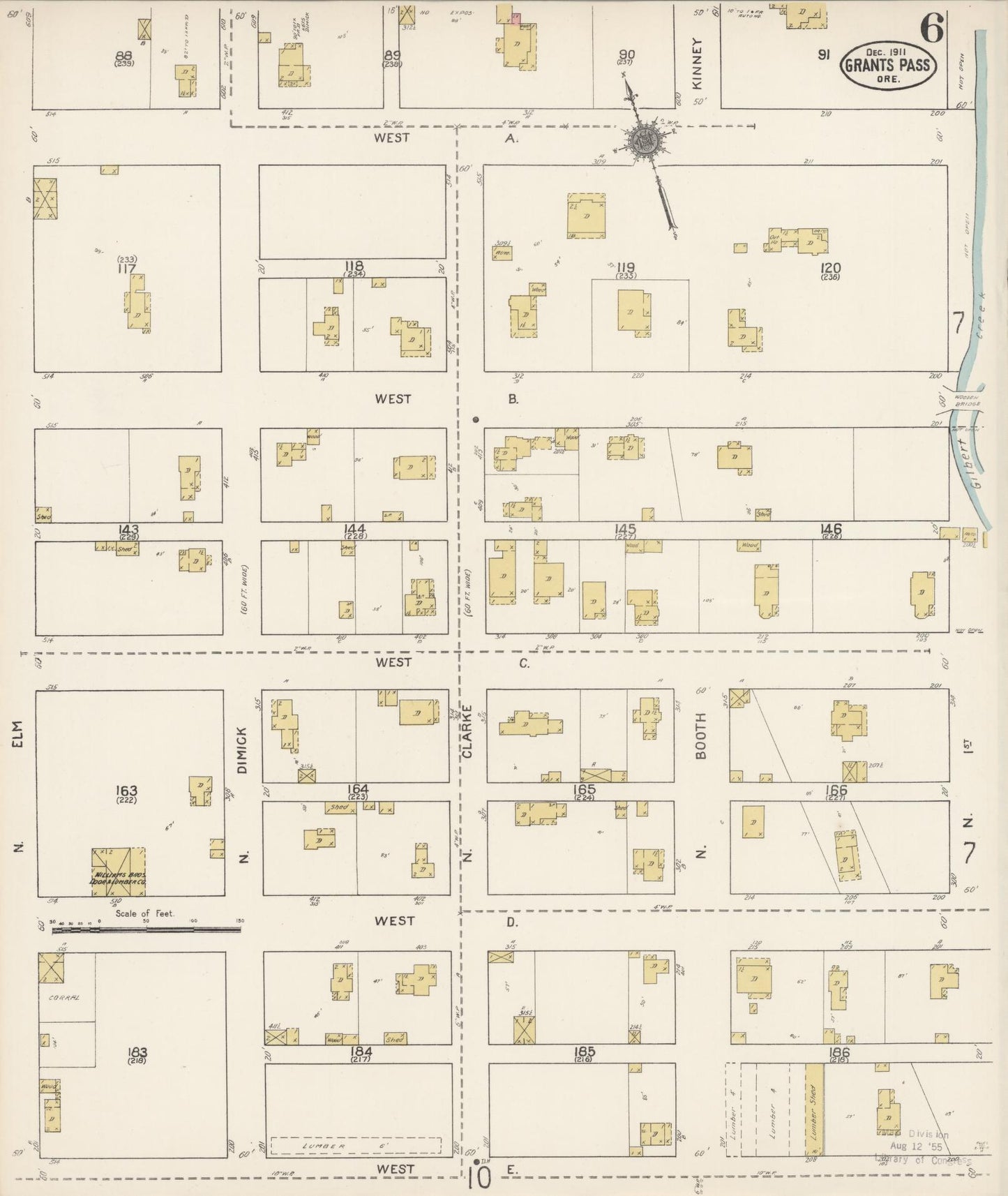Sanborn Fire Insurance Map from Grants Pass, Josephine County, Oregon (1911), Sheet #0006 - Complete Map Set gallery image, historic Sanborn map, vintage wall art, Oregon Oregon