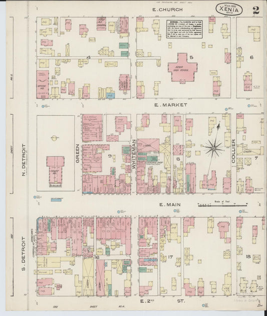 Sanborn Fire Insurance Map from Xenia, Greene County, Ohio (1885), Sheet #0002 - Historic Sanborn Fire Insurance Map Print, vintage old map wall art, antique decor, genealogy gift, Ohio Ohio map