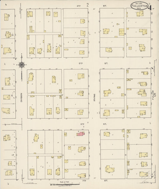 Sanborn Fire Insurance Map from Fullerton, Nance County, Nebraska (1922), Sheet #0004 - Historic Sanborn Fire Insurance Map Print, vintage old map wall art, antique decor, genealogy gift, Nebraska Nebraska map