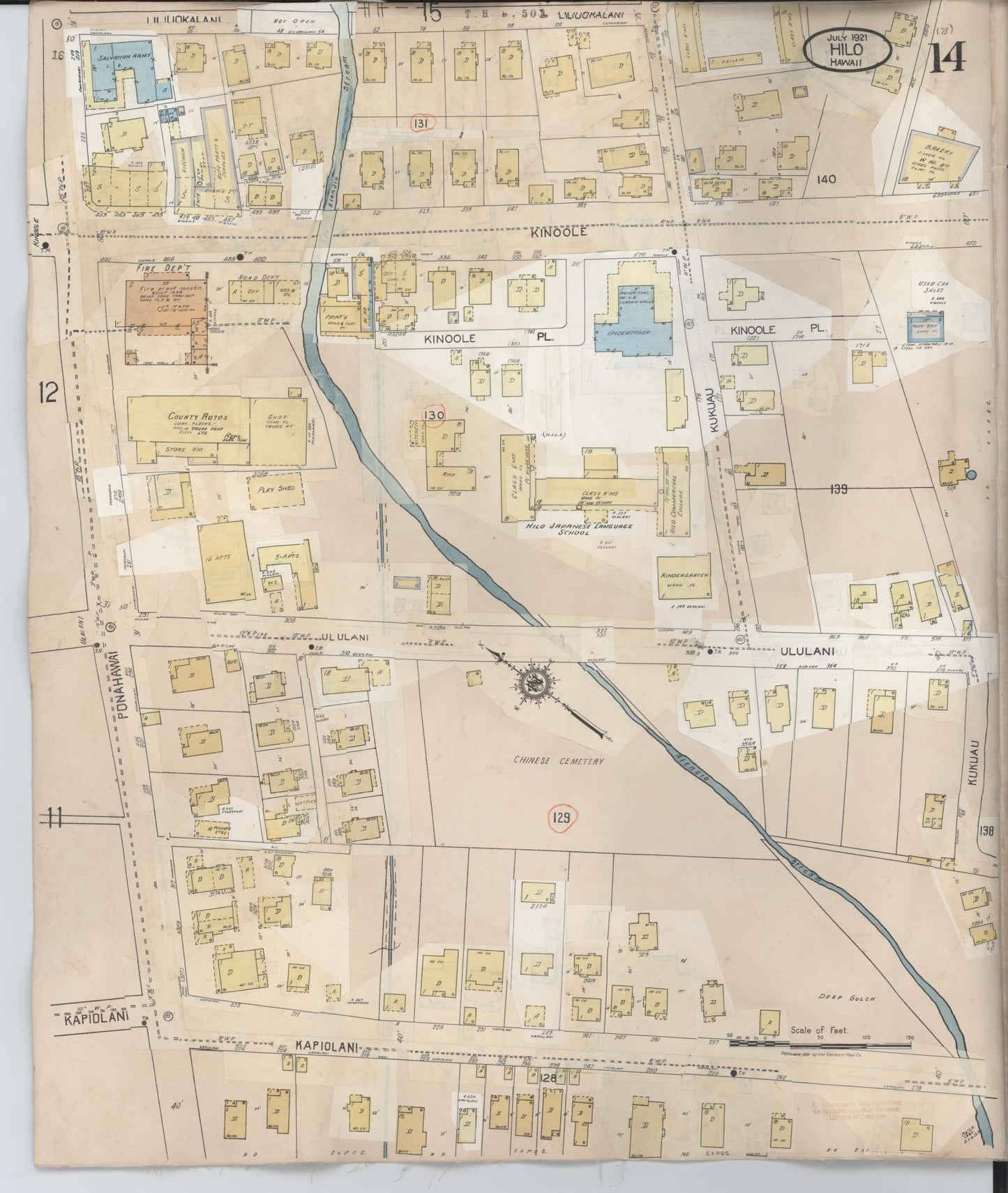 Sanborn Fire Insurance Map from Hilo, Hawaii County, Hawaii (1957), Sheet #0014 - Historic Sanborn Fire Insurance Map Print
