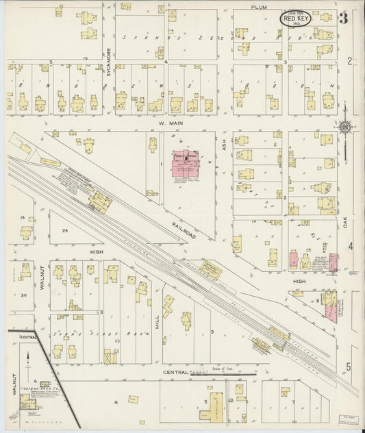 Sanborn Fire Insurance Map from Redkey, Jay County, Indiana (1915), Sheet #0003 - Historic Sanborn Fire Insurance Map Print, vintage old map wall art, antique decor, genealogy gift, Indiana Indiana map