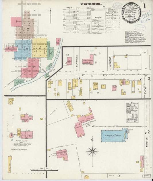Sanborn Fire Insurance Map from Jasper, Dubois County, Indiana (1898), Sheet #0001 - Historic Sanborn Fire Insurance Map Print, vintage old map wall art, antique decor, genealogy gift, Indiana Indiana map