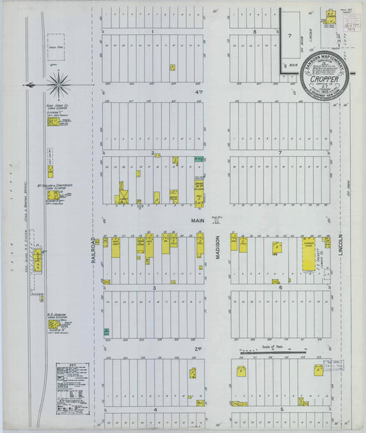 Sanborn Fire Insurance Map from Cropper, Garfield County, Oklahoma (1905), Sheet #0001 - Historic Sanborn Fire Insurance Map Print, vintage old map wall art, antique decor, genealogy gift, Oklahoma Oklahoma map