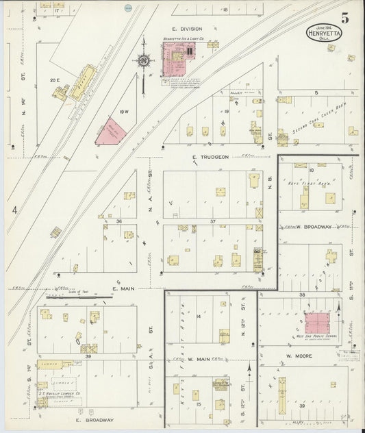 Sanborn Fire Insurance Map from Henryetta, Okmulgee County, Oklahoma (1914), Sheet #0005 - Historic Sanborn Fire Insurance Map Print, vintage old map wall art, antique decor, genealogy gift, Oklahoma Oklahoma map
