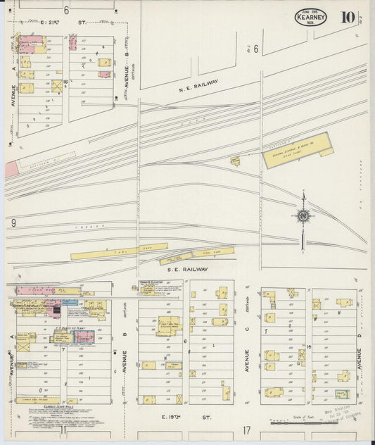 Sanborn Fire Insurance Map from Kearney, Buffalo County, Nebraska (1915), Sheet #0010 - Historic Sanborn Fire Insurance Map Print, vintage old map wall art, antique decor, genealogy gift, Nebraska Nebraska map