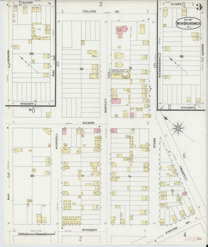 Sanborn Fire Insurance Map from New Brunswick, Middlesex County, New Jersey (1897), Sheet #0003 - Complete Map Set gallery image, historic Sanborn map, vintage wall art, New Jersey New Jersey