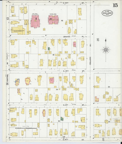 Sanborn Fire Insurance Map from Holland, Ottawa County, Michigan (1902), Sheet #0015 - Historic Sanborn Fire Insurance Map Print, vintage old map wall art, antique decor, genealogy gift, Michigan Michigan map